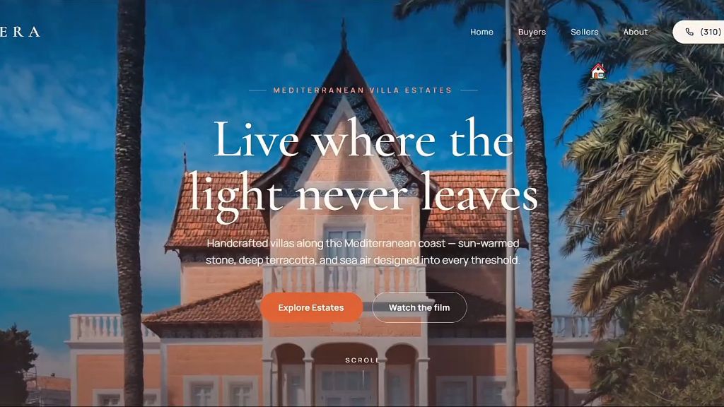 Lumera Mediterranean Villa website hero still